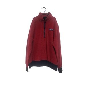 Patagonia Fleece Quarter Zip Pullover Red Black Textured Womens XS